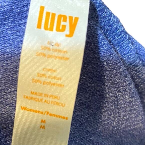 Lucy Blue Lean and Mean Cinch Pullover Funnel Neck Sweatshirt Size Medium - Picture 6 of 7